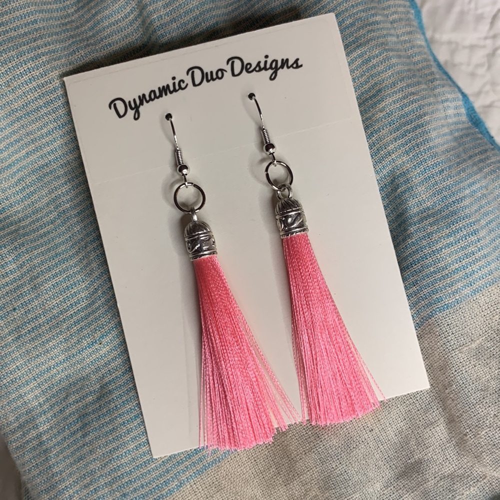 Pink Tassel Earrings